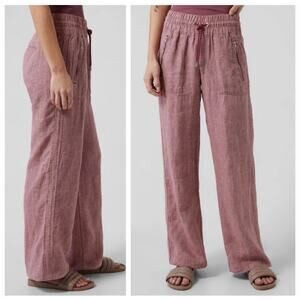 Athleta Pants Womens 8 Pink Cabo Linen Wide Leg Resort Travel Relaxed Coastal